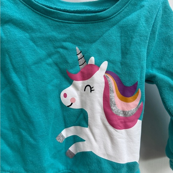 Garanimals 12M Blue Unicorn Girls Crewneck Sweatshirt - Picture 3 of 4